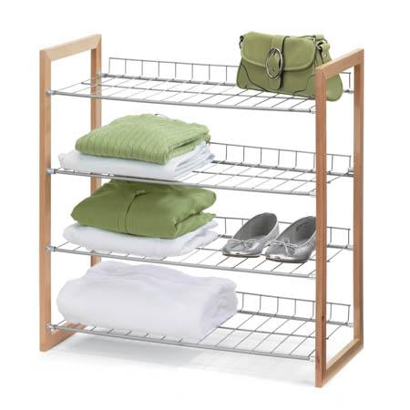 4-Tier Closet Accessory Storage Shelf, Wood