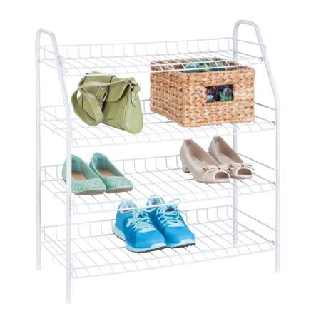 4-Tier Shoe Shelf, White