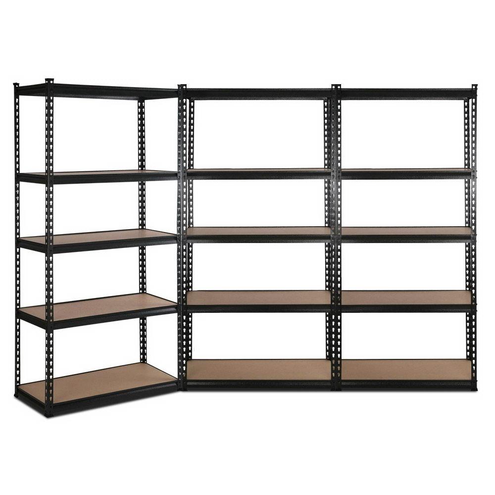 Giantz 3x0.9m Warehouse Racking Rack Steel Metal Garage Storage Shelves Black