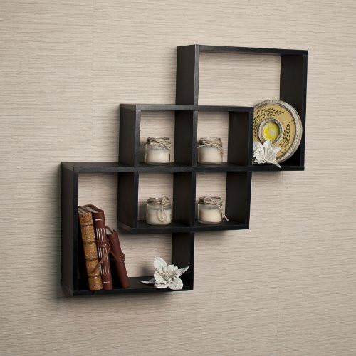 Danya B. Intersecting Squares Decorative Black Wall Shelf