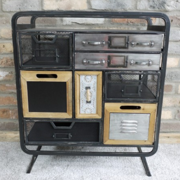 Quirky Industrial Metal & Wood Cabinet