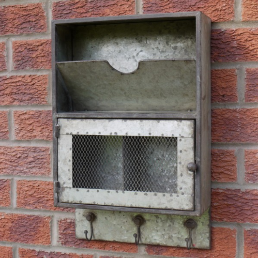 Industrial Metal Wall Storage Unit with Mesh & Storage Hooks