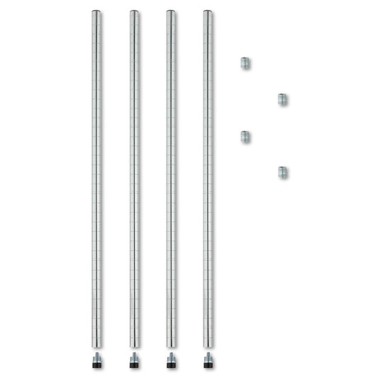 Alera Stackable Posts For Wire Shelving, 36" High, Silver, 4/Pack