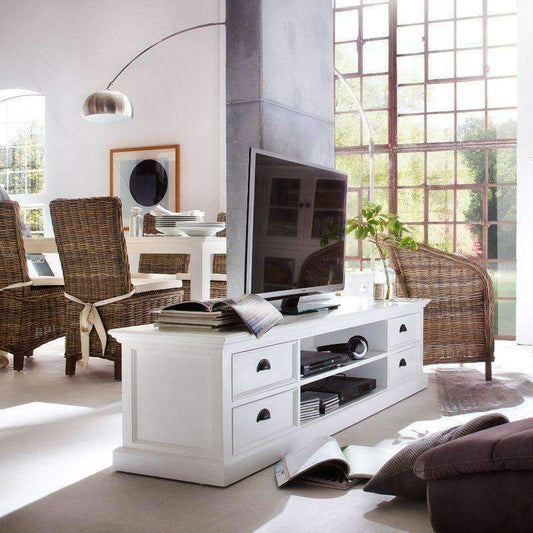 Halifax White Painted TV Unit with 4 Drawers