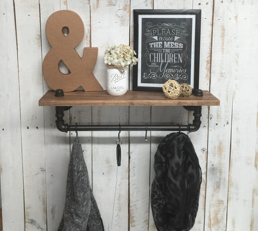 coat rack - wall coat rack - rustic shelf - rustic coat rack