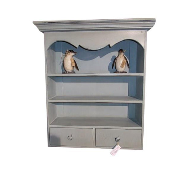 French Country Chic Wall Unit Shelves & Drawers Shabby Chic Distressed Wood