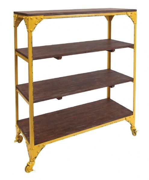 Industrial Iron Rustic Storage Shelves Yellow Colour