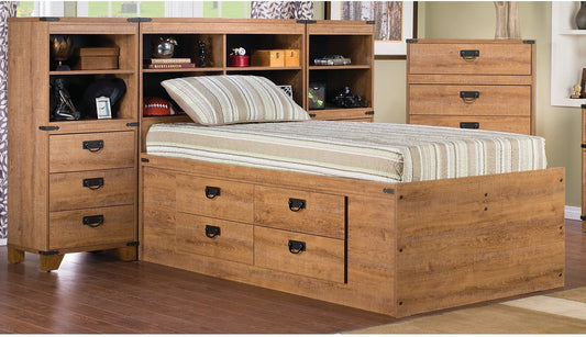 Driftwood Captains Pier Platform Bed|Lit capitaine à sections latérales Driftwood