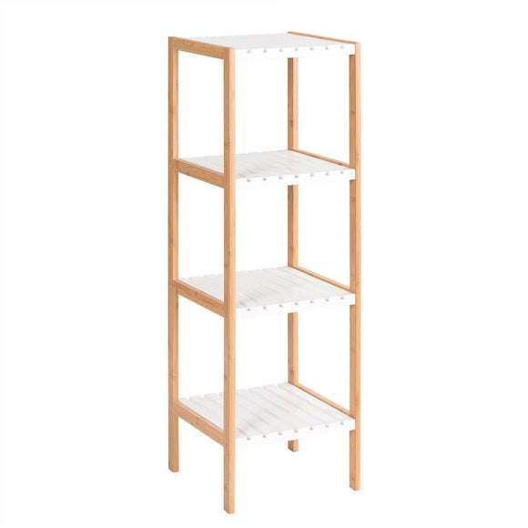 4-Tier Bamboo Utility Shelves Domestic Storage Freestanding Units Shelf