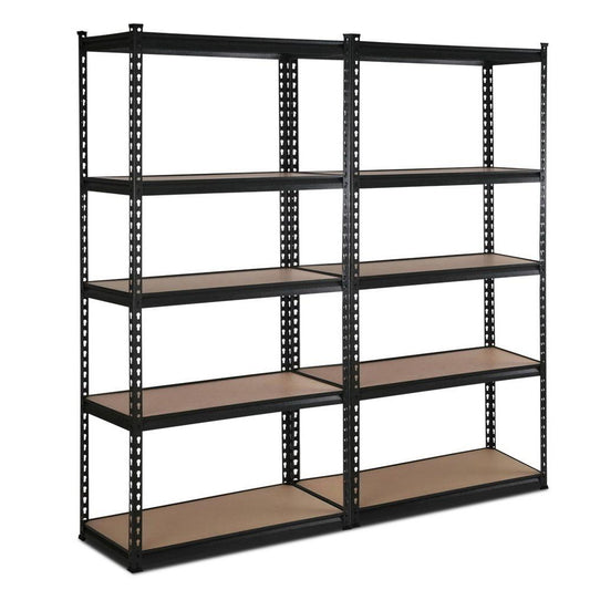 Giantz 5 Tier Industrial Shelving Unit Set of 2 - Black